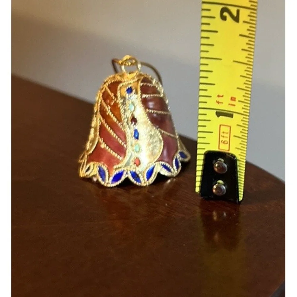 Vintage Dillard's cloisonne ornament bells colectible With Box holiday decoratio
